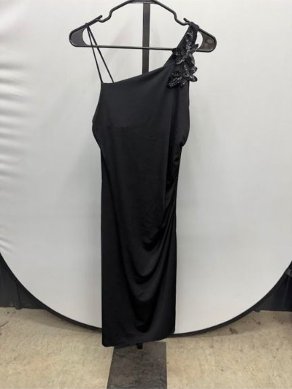 Express Vintage Black Stretch Sequin Applique Sheath Dress